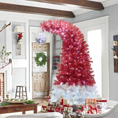 INFURNIC Artificial Trees 6FT Hinged Santa Hat Christmas Tree with 1250 Branch Tips for Festive Decor, Red, 72"*36"*36"