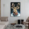 KTMBDW Stylish Antlered Deer Framed Wall Art: Deer Sporting Glasses and scarf, Clad in A Casual Jacket. Ideal for Living Room, Animal Portrait - 2 of 4