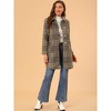 Allegra K Women's Turnover Collar Winter Elegant Long Plaid Coat - 3 of 4