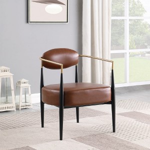 Modern Boucle Dining Chair with Thick Plush Upholstery Cushion and Metal Frame Armchair for Living Room-Morden Fort - 1 of 4