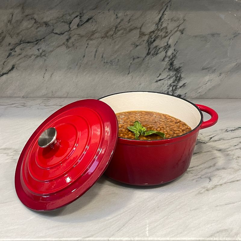 Lexi Home Enameled Cast Iron Dutch Oven - Red, 5 of 8