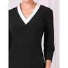 Hobemty Women's 3/4 Sleeve Contrast Color V Neck Elegant Work Sheath Dress - 4 of 4