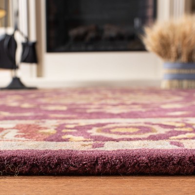 Burgundy Hand-Tufted Wool Rectangular Area Rug, 5' x 8'
