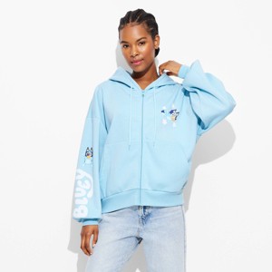 Women's Bluey Zip-Up Graphic Hoodie Sweatshirt - Blue - 1 of 3