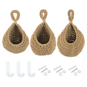 Unique Bargains Handmade Durable Space-Saving Natural Hanging Basket 1 Set of 3 - 1 of 4