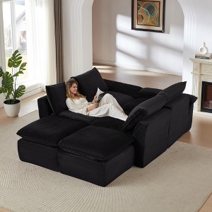 AENKYO Modular Sectional Sofa with Sleeper Sofa, Oversized Cloud Couch with Extra Deep Seat, Sectional Couches for Living Room, Plush Corduroy Black - 1 of 4