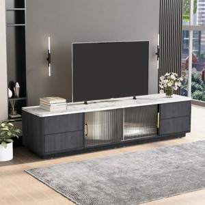 KTMBDW Modern TV Stand for 70'' TV with 4 Drawers,Media Console Table,Entertainment Center with Large Storage Cabinet for Living Room,Bedroom,Black - 1 of 4