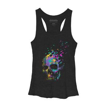 Women's Design By Humans Defragged Colorful Skull By DBHOriginals Racerback Tank Top