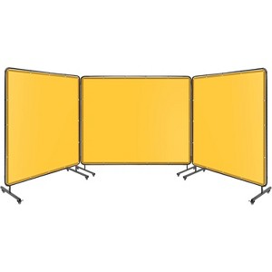 3 Panel 6x6FT Welding Screen, Flame Resistant PVC Curtain, Transparent Safety Panel, Lockable Wheels, Workshop Garage - 1 of 4