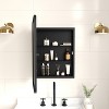 Merrick Lane Reversible Bathroom Wall Medicine Cabinet with Rounded Rectangular Beveled Mirror and Metal Frame and Shelves - 2 of 4