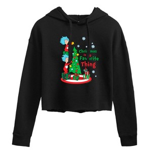 Women's - Dr. Seuss - Christmas Is A Family Thing Cropped Graphic Hoodie - 1 of 4