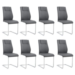 SEVOBAL Dining Chairs Set of 8 Modern Faux Leather Padded Seat Upholstered Side Chairs with Metal Legs for Dining Room, Gray, 16"*19"*38" - 1 of 4