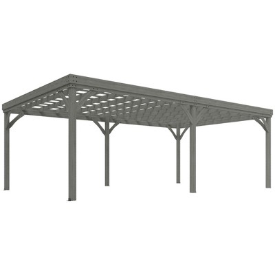 Outsunny Outdoor Wooden Pergola, Grape Vine Gazebo with Concrete Anchors for Garden, Patio, Backyard, Deck