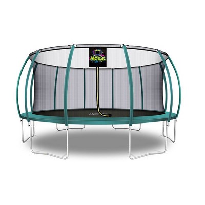 Moxie Trampolines 16' Pumpkin-Shaped Outdoor Trampoline Set with Premium Top-Ring Frame Safety Enclosure - Dark Green