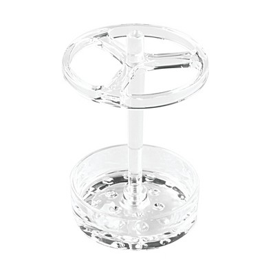 iDesign Toothbrush Holder for Normal to Large Toothbrushes, Spin Brushes, and Toothpaste, The Eva Collection - 3.75" x 3.75" x 5.75", Clear