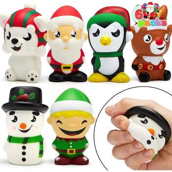 Syncfun 6 Pack Christmas Themed Squishy Toys Slow Rising Stress Relief Super Soft Squeeze Kawaii Cute Christmas Friends Characters Toys