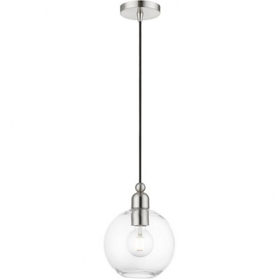 Downtown Elegance Brushed Nickel Globe Pendant with Clear Glass