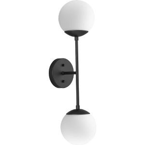 Progress Lighting Haas 2-Light Wall Sconce, Matte Black, Opal Glass - 1 of 3