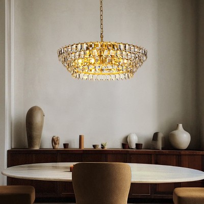 ALOADECOR 8-Light Mid Century Modern 4-Tier Antique Gold Chandelier With Crystal Accents