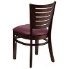 Emma and Oliver Slat Back Walnut Wood Chair, Burgundy Vinyl Seat - 3 of 4