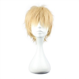 Unique Bargains Women's Wigs for White Women 12" Yellow with Wig Cap Short Hair With Bangs - 1 of 4