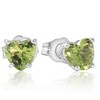 Pompeii3 1ct Heart Shape Peridot Studs Solid 14K White Gold - 4 of 4
