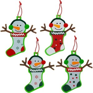 4E's Novelty Foam Christmas Snowman Stocking Ornament Craft (12 Pack) - Christmas Crafts for Kids, DIY Stocking Ornament Making Kit for Toddlers - 1 of 4