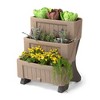 Simplay3 4pc 3-Tier Rectangular Outdoor Tiered Planters Tan 19.5"x22.25"x27.3" - 2 of 4