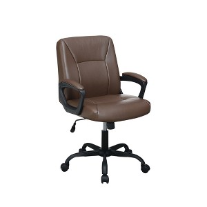 Simple Relax Adjustable Height Office Chair with Padded Armrests, Brown - 1 of 4