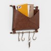 Entryway Metal Hook Rail with Faux Leather Folio Brown - Threshold™ - image 2 of 2