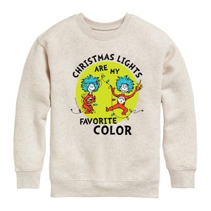 Boys' - The Cat in the Hat - Christmas Lights Are My Favorite Color Graphic Long Sleeve Fleece Sweatshirt - 1 of 4
