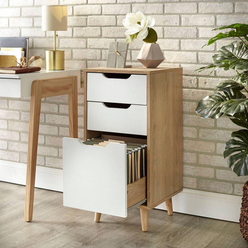 Este 3 Drawer Filing Cabinet Natural/White - Buylateral, 5 of 7
