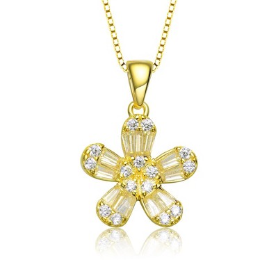 Flower Style Cubic Zirconia Pendant Necklace - Elegant Jewelry for Timeless Beauty and Sophisticated Charm