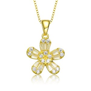 Flower Style Cubic Zirconia Pendant Necklace - Elegant Jewelry for Timeless Beauty and Sophisticated Charm - 1 of 4