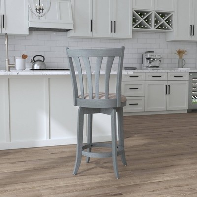 25.75" Savana Swivel Counter Height Barstool Blue (wirebrush)/cream ...