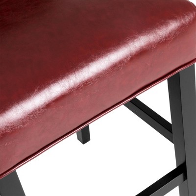 Elegant Red Leatherette Adjustable Barstool Set with Studded Detail