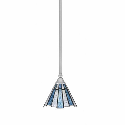 Toltec Lighting Any 1 - Light Pendant in  Brushed Nickel with 7" Sea Ice Art Glass Shade