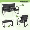 Costway 4/8 PCS Patio Rocking Set 4 Rocking Chairs & 2 Loveseat with Glass-Top Table Outdoor Black - 3 of 4