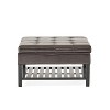 Storage Ottoman Coffee Table,Square Ottoman with Storage and Bottom Rack, Tufted Upholstered Ottomans Coffee Table for Living Room - 2 of 4