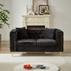 60-Inch Chenille Pull Buckle Chesterfield Sofa, Modern Tufted Couch with Copper Nail Armrests for Living Room, Bedroom - 2 of 4