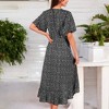 Anna-Kaci Women's V-Neck Flutter Sleeve Midi Fashion Dress with Belted Waist and Ruffle Hem - 2 of 4