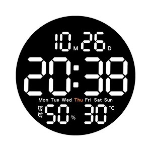 LED Wall Clock With Remote Control Auto Dimming 10 Level Brightness Digital Alarm Clock For Home Farmhouse Office - 1 of 4