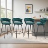 Elegant Swivel Counter Height Stools Set of 4, Seats with Back, Metal Legs, Modern Quilted Chairs for Kitchen or Bar-Maison Boucle - 3 of 4