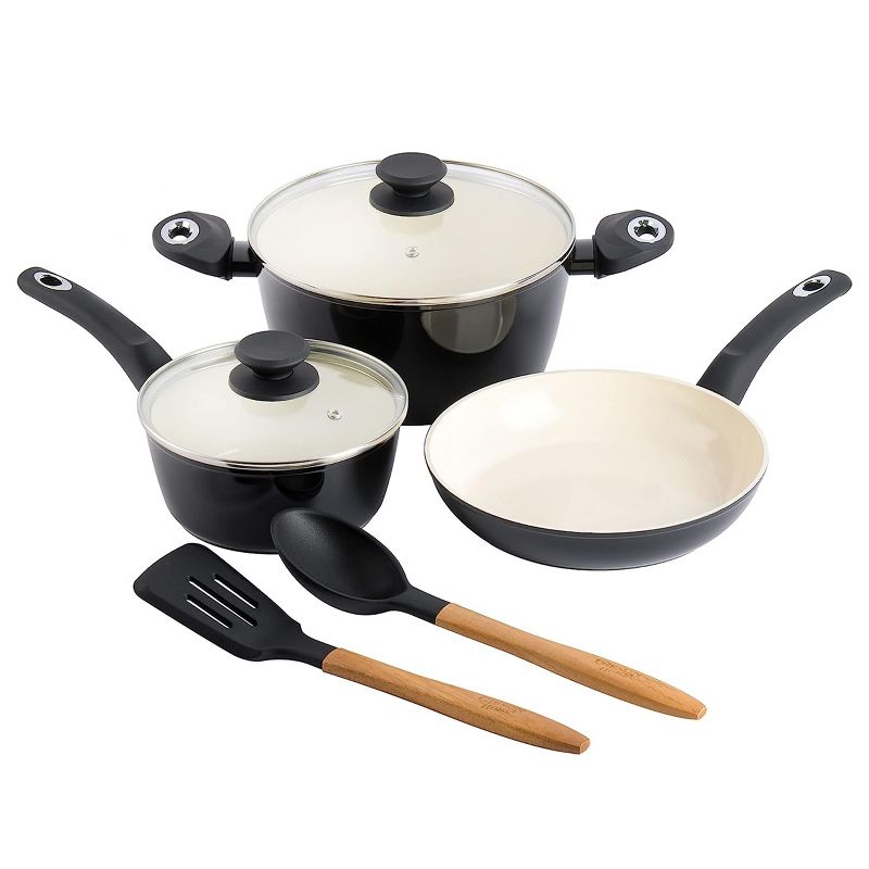 Gibson Home Plaza Cafe 7 Piece Forged Aluminum Cookware Set in Black, 1 of 8