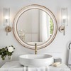 Whisen Round Distressed Vintage Wooden Wall Mirror for Bathroom Vanity or Decoration - Antique Natural - 2 of 4