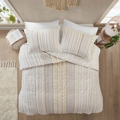 3pc King/california King Imani Cotton Coverlet Set Ivory : Target