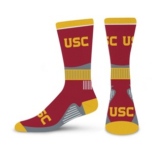 NCAA USC Trojans Large Crew Socks: Cushioned Heel & Toe, Knit Midweight Fabric - 1 of 3