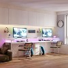 U Shaped Home Office Desk, Reversible L Shaped Gaming Computer Desk with Power Outlets,126 Inch Computer Desk with Monitor Stand （White） - 2 of 4