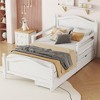 Twin/Full Size Wooden Bed Frame, Platform Bed Frame with 2 Storage Drawers and Guardrail, Wood Slats Support, No Box Spring Needed Wh - 2 of 4