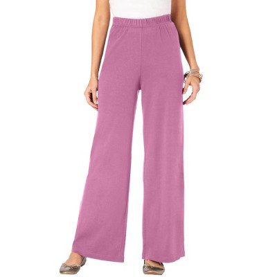 Roaman's Women's Plus Size Petite Soft Knit Capri Pant - 3x, Pink : Target